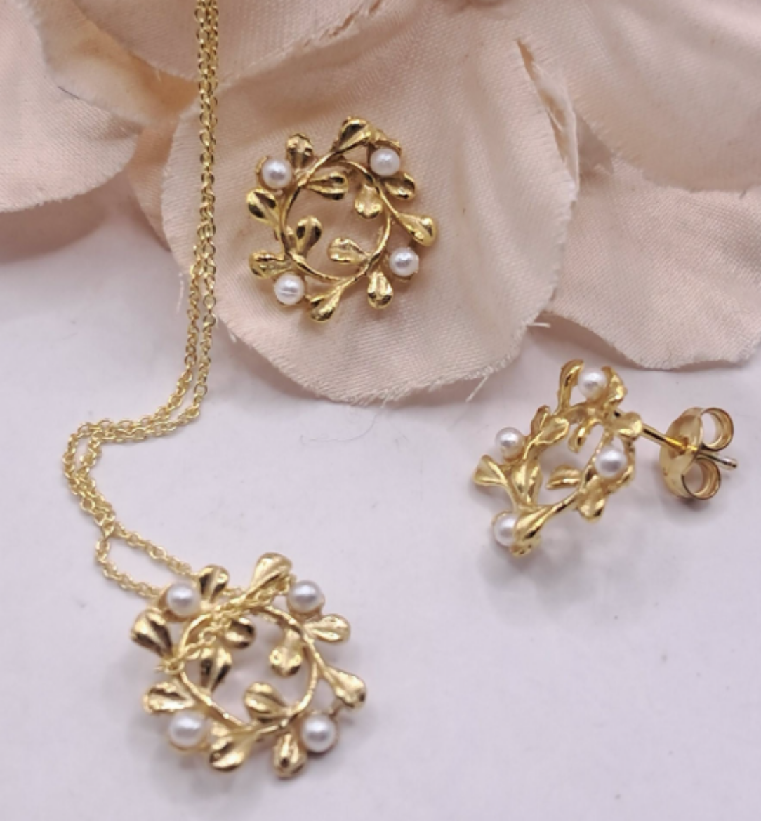Imagem de Conjunto em Prata dourada Fio +Brincos