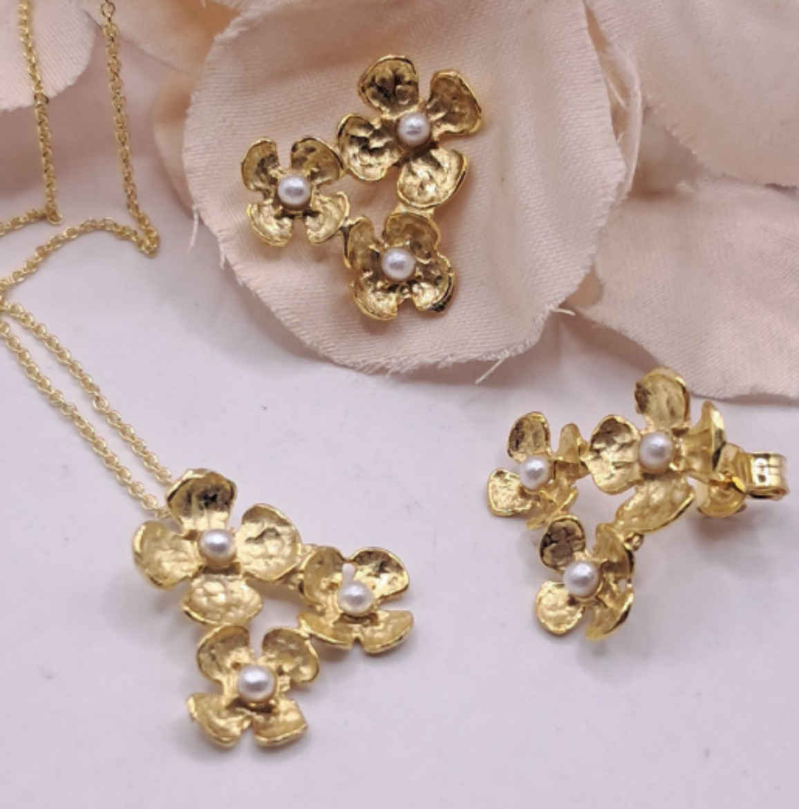 Imagem de Conjunto em Prata dourada Fio + Brincos